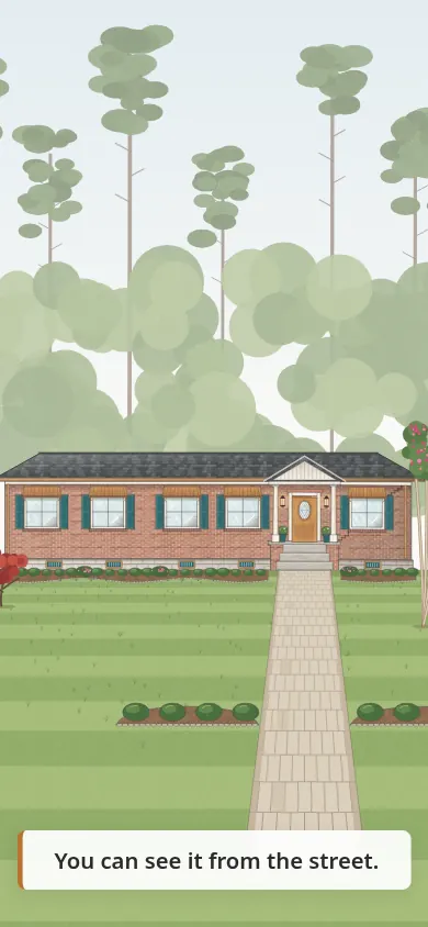 A brick ranch home seen from the street.