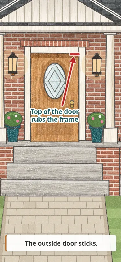 The top of the front door rubs the frame.